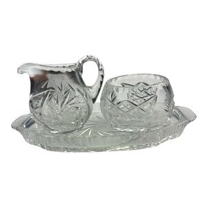 American Brilliant Creamer and Sugar Bowl Set